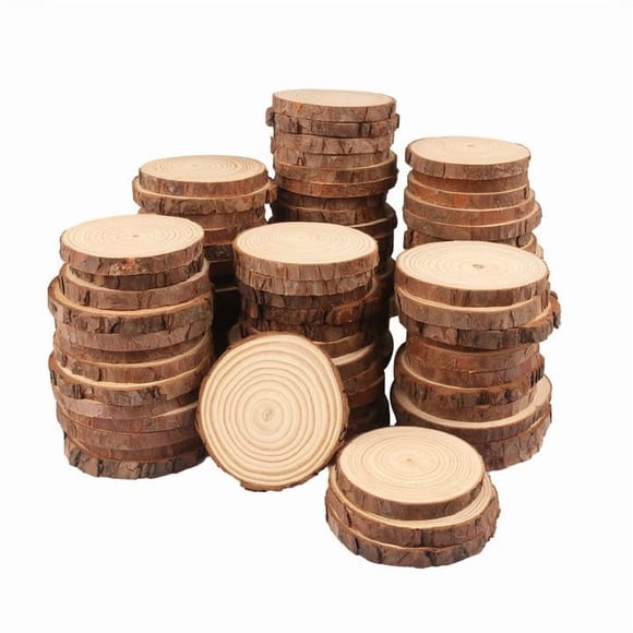 Rodajas de madera GNIEMCKIN, 70 unidades, 8-10 cm, pino inacabado con corteza