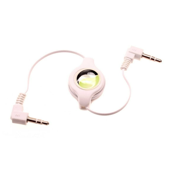 Retractable Aux Cable 3.5mm Adapter Car Stereo Aux-in Audio Cord Speaker Jack Wire White W8K for Kyocera DuraForce, DuraXE, Brigadier, DuraXTP, Cadence, Hydro Wave, Jitterbug Touch, View