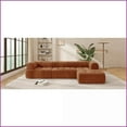 thumbnail image 6 of 122'' Modern L-Shaped Sectional Sofa with Chaise – Right Hand Facing, Stain-Resistant Fabric, No Assembly for Living Room | Orange | Foam,Polyester | Round Arms, 6 of 13