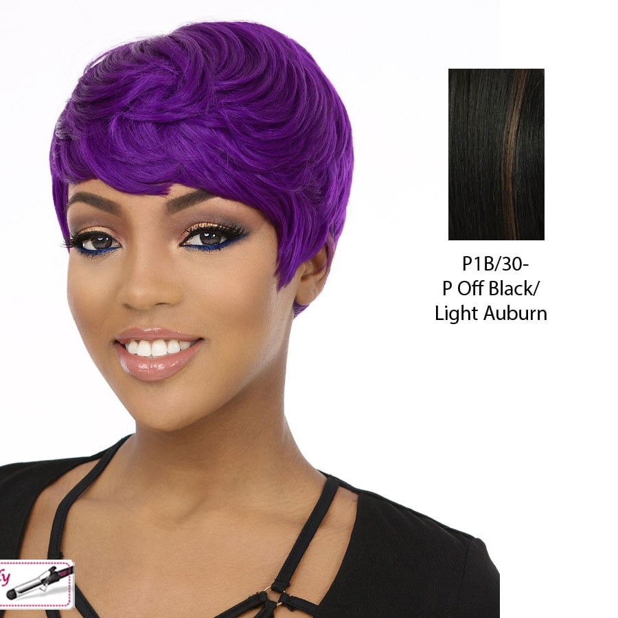 Cyber Heat Friendly Synthetic Wig,Off black base with light auburn  highlights - Walmart.com