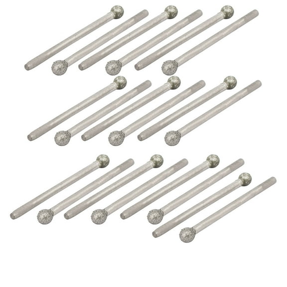 2.35mm Shank 4mm Dia Diamond Head Ball Shaped Grinding Mounted Point Bit 20pcs