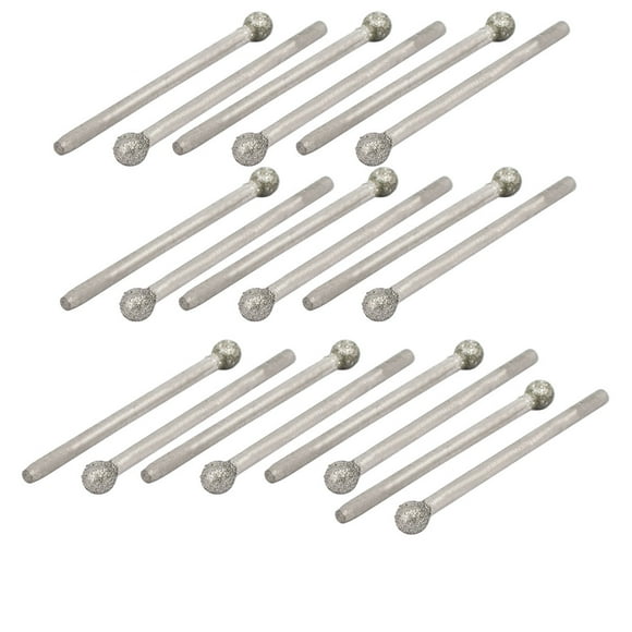 Punta de molienda montada en forma de bola con cabeza de diamante de 4 mm de diámetro y vástago de 2.35 mm, 20 piezas