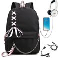 thumbnail image 1 of Men Backpack Shoulder Bag Chain Backpack Rechargeable Schoolbag, 1 of 4
