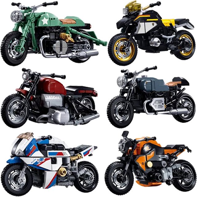 -Juego de bloques de construcción para motocicleta, juguete de ladrillos para armar coche de carreras BMW S1000 R1250, ideal para regalo, novedad