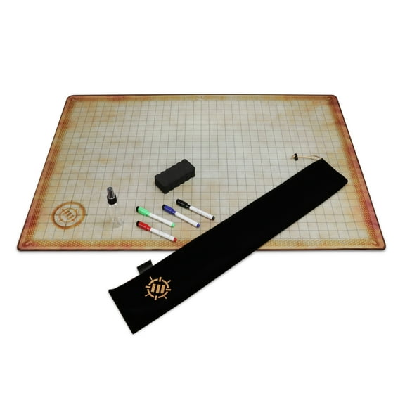 ENHANCE Deluxe RPG Grid Mat - DnD Map (24x36in) with Non-Slip Grip, No Creasing - Dry Erase DnD Mat