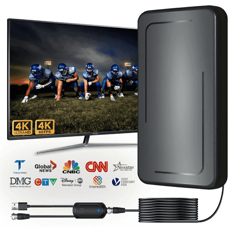 Zertrix Updated TV Antenna, 600+ Miles Antenna for Smart TV and Old TV, Indoor Outdoor Digital TV Antenna with Amplifier, 30 FT Cable 360° Reception 4K 1080p