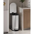 thumbnail image 2 of 13 gal / 50 L Stainless Steel Kitchen Trash Can with Lid, Slim Rustproof Garbage Can, Large Step-on Metal Bin Inner Bucket, Rear Handle, Soft Close Silver, 2 of 5
