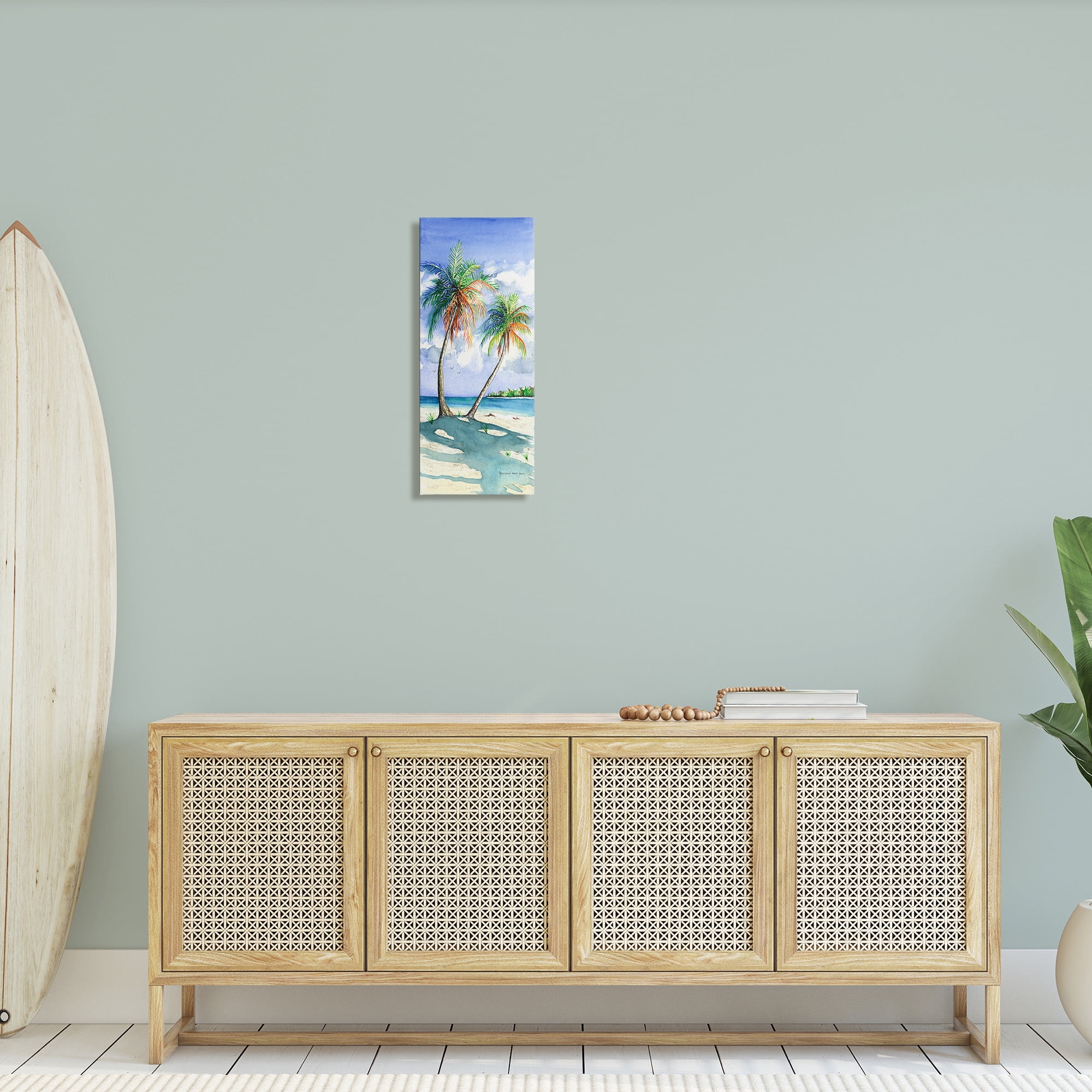 Stupell Industries Sunlit Palm Trees Landscape Painting Gallery Wrapped Canvas Art Print Wall Art, 10 x 24