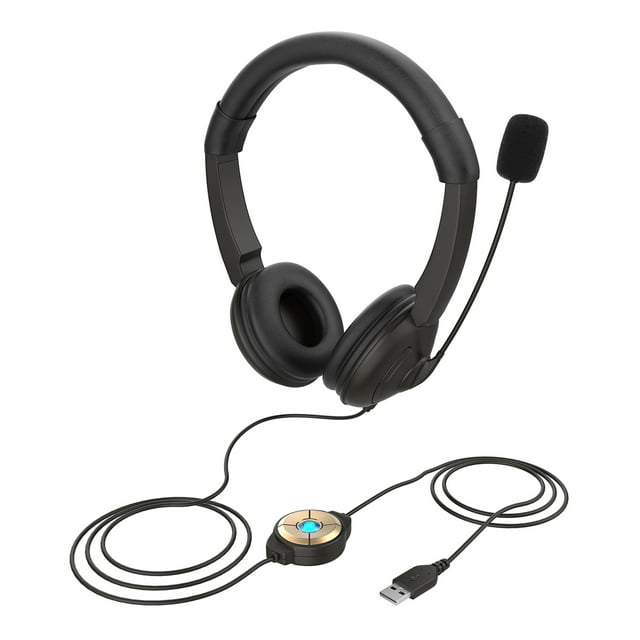 Auriculares con cable USB y micrófono con cancelación de ruido para computadora