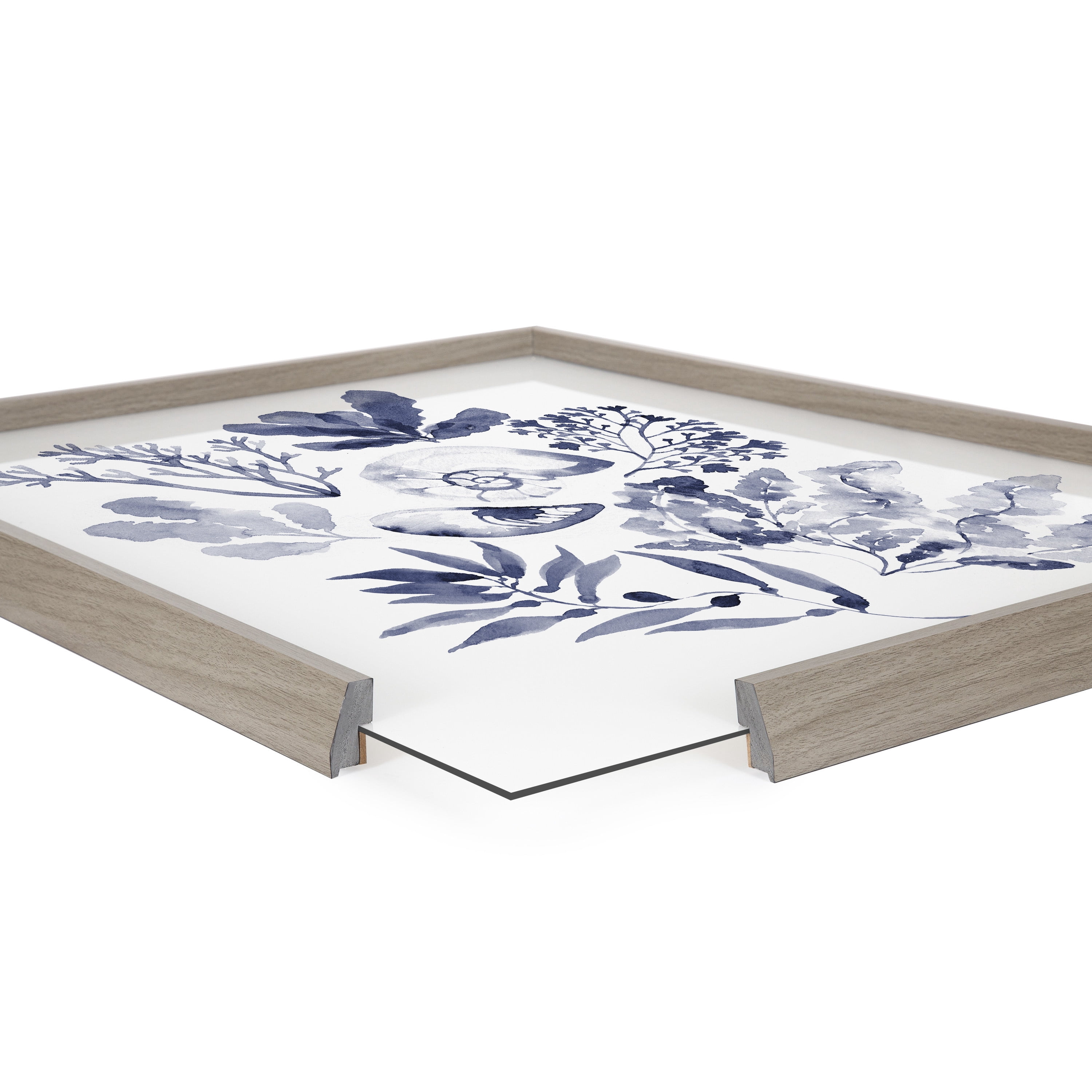 Blake Indigo Shells 24 in x 24 in Framed Painting Art Prints, by Kate and Laurel