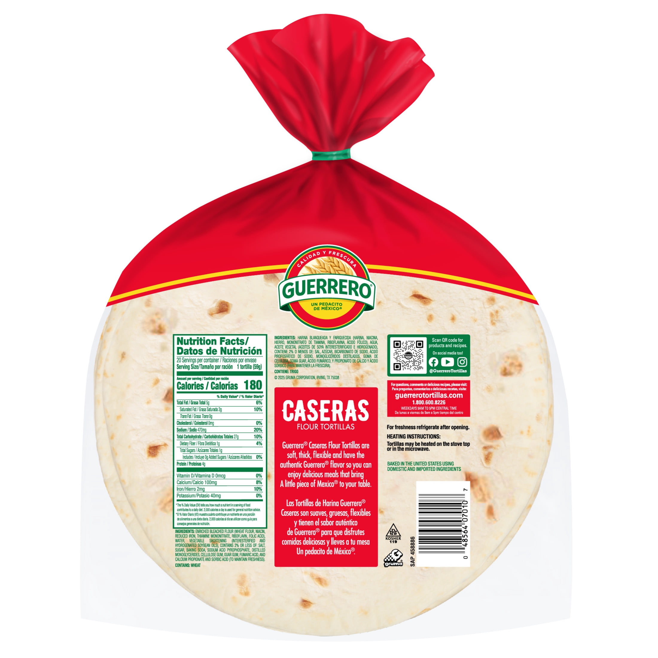 Guerrero Caseras Flour Tortillas, Soft Taco Size, 20 Count