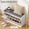 thumbnail image 3 of Banc de Couloir Rembourré Blanc avec Rangement pour Chaussures - Siège d'Entrée, Tablette Réglable pour 8 Paires, Design Compact pour Salon et Vestiaire, 3 of 7
