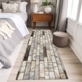 thumbnail image 4 of Beige Brown Marble 2'x6' Runner Rugs for Hallway Kitchen Bedside Non Slip Washable, Simple Vintage Brick Stone Wall Entryway Rug Runners with Rubber Backing, Long Carpet Runner for Laundry Room, 4 of 8