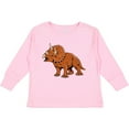 thumbnail image 3 of Inktastic Triceratops Roaring Boys or Girls Long Sleeve Toddler T-Shirt, 3 of 5