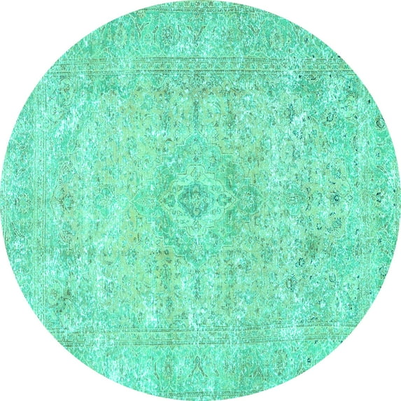 Ahgly Company Indoor Round Persian Turquoise Blue Traditional Area Rugs, 7' Round