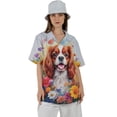 thumbnail image 4 of Welcome Spring Summer Cavalier King Charles Spaniel Portrait Flower Blue Sky Hawaiian Shirt Breathable Summer Unisex Merch Dog Lover Gifts - 12001, 4 of 6