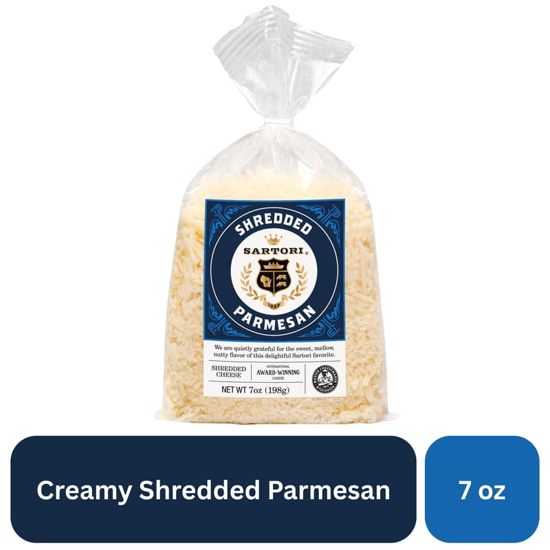 Sartori Shredded Cheese, Parmesan Cheese, 7.0 oz Bag, Aged Cheese, Classic Shredded Parmesan Cheese, Refrigerated