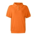 thumbnail image 4 of GXIPO Women's Polo Shirts Collared Work Tops Short Sleeve Business Casual Dressy Blouses Summer Tops Saffron 2XL, 4 of 5
