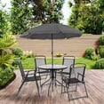 thumbnail image 3 of Comedor de Jardin con Mesa Redonda de Cristal Templado y Sillas de Tela con Estructura de Acero - Desayunador con Sombrilla Plegable para Patio Jardin y Exterior Negro Gaon, 3 of 8