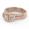 thumbnail image 3 of AFFY Three Stone Halo Bridal Set Rings for Women Center 4X3MM Emerald and Round Lab Created Moissanite Engagement Wedding Ring Jewelry Gift for Her In 10K Solid Rose Gold Size 7, 3 of 6
