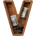 thumbnail image 1 of Piggy Bank ladenk, tamaño extra grande, madera, letra V, 30 cm, 1 of 7