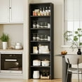 thumbnail image 6 of Casacomoda Tall Bookcase, Bookshelf, 6-Tier Display Storage Shelf, Space-Saving Bookshelf for Living Room, Bedroom, Home Office, Black, 6 of 8