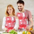 thumbnail image 3 of Red Mushroom Pattern Pink Pattern Apron-Garden Aprons for Women with Pockets-Cotton Linen Waterproof Kitchen Cooking Gardening Aprons Adjustable for Kitchen,Cooking,BBQ and Salon 33x27 Inch, 3 of 7