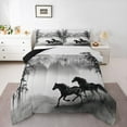 thumbnail image 3 of Homewish 3D Racing Horse Queen Comforter Set for Adult, Grey Rustic Cabin Bedding Sets, Farmhouse Animal Reversible Bedding Comforter Set, Luxury Bedroom Decor, 3pcs, 3 of 8