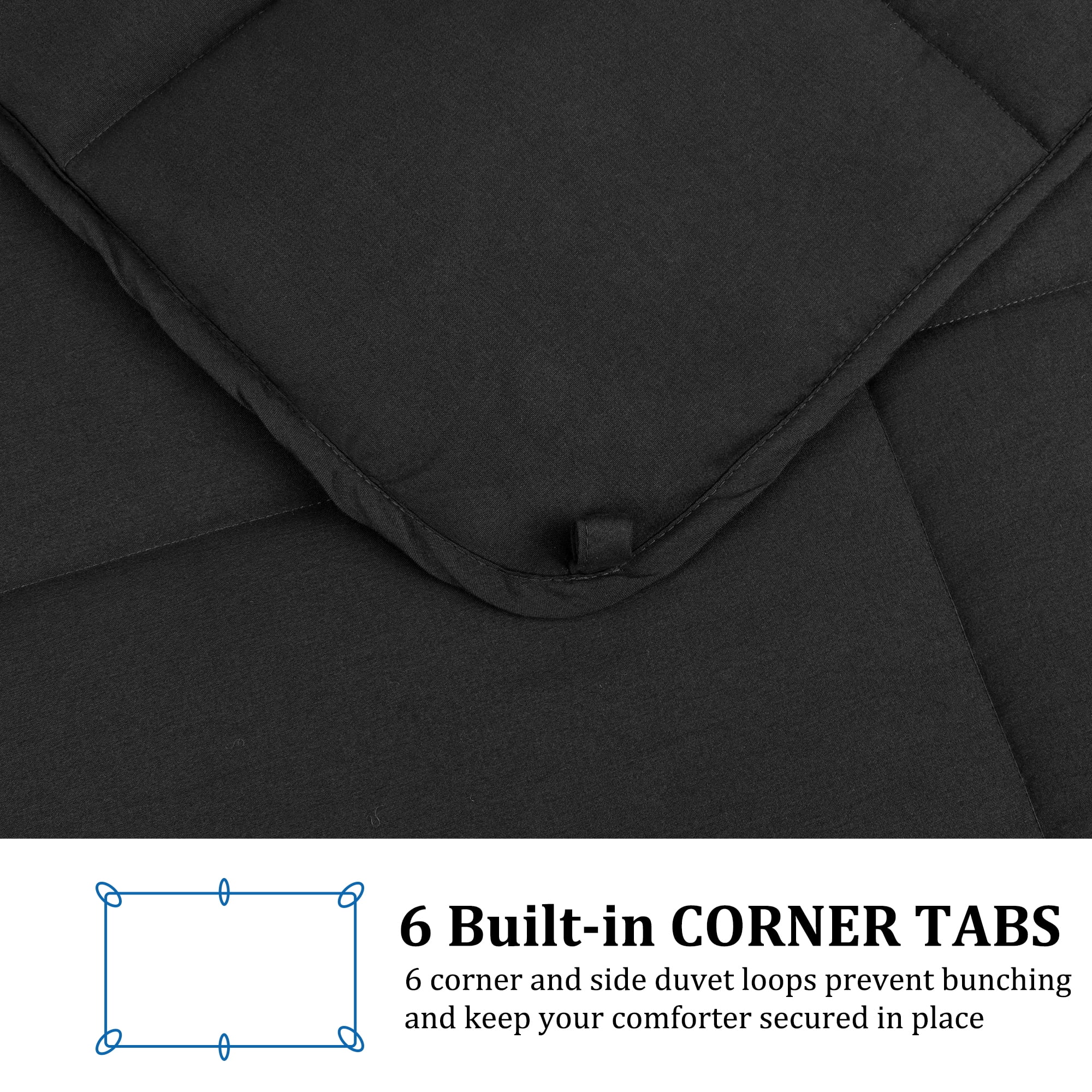 Unique Bargains Quilt Soft Lightweight Down Alternative Comforter Black Twin