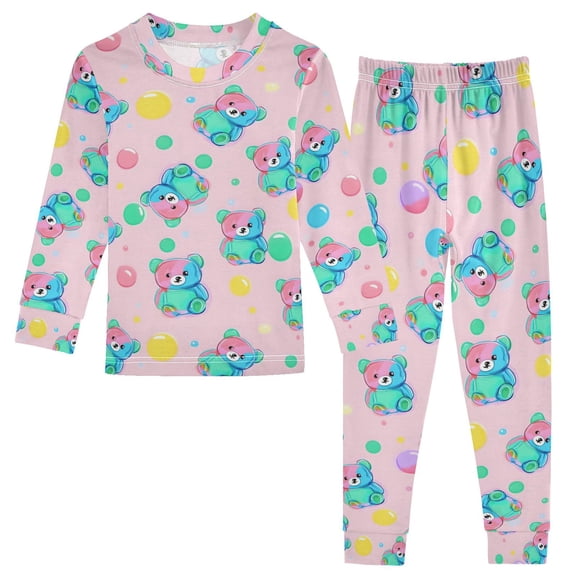 joogoo Cute Bears Bubbles 2 Piece Long Sleeve Tee and Pants Cotton Pajama Set 5Y