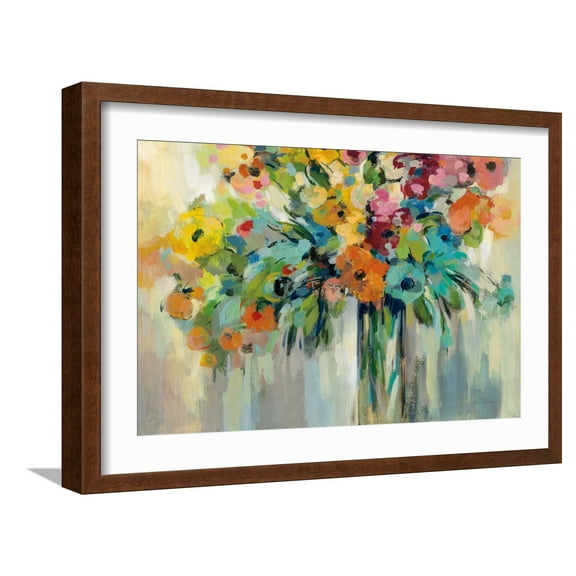 Art.com Cloud of Flowers Art Print by Silvia Vassileva, Brown Frame Wall Art, 23" x 17"