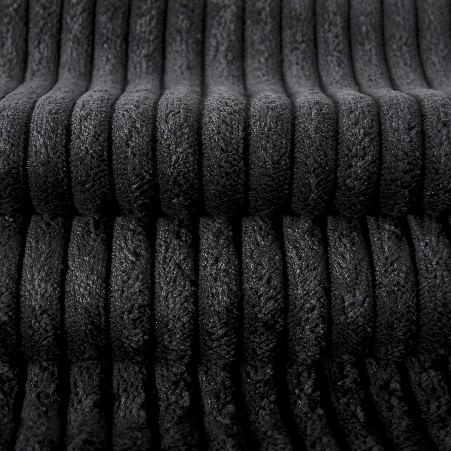 Soft Corduroy Striped Velvet Series Decorative Throw Pillow, 12" x 20", Black, 2 Pack