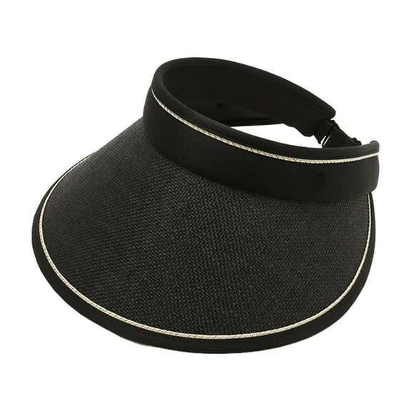 Anuirheih Womens Sun Visor Hats, Ice Silk Sun Hat Wide Summer UV Protection Beach Cap Sunscreen Comfortable Breathable Foldable Storage(Black)