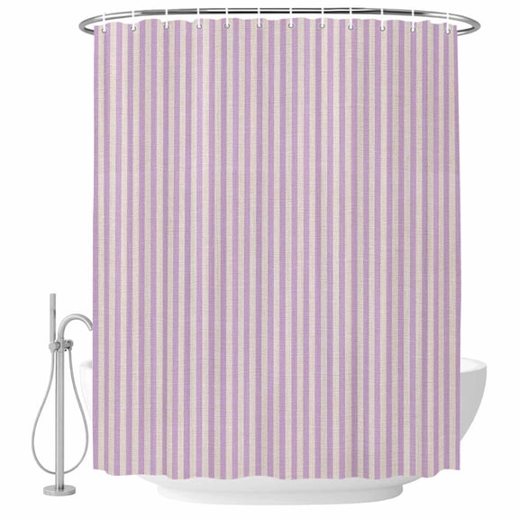 Shower Curtain Bathroom Set Purple Stripes Retro Linen Waterproof Fabric Shower Curtains with Grommets&Hooks, Vertical Striped Watercolor Line Privacy Bath Curtain for Bathtub 36x72in