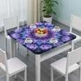 thumbnail image 3 of Purple Blue Tie Dye Pattern Square Fitted Tablecloth with Elastic Edge,Square Table Cover,Washable Elastic Table Cover for Home Kitchen Party Decor 36"x36", 3 of 6