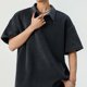 thumbnail image 5 of Camisas Elvqul Hombre Playa Gris Oscuro Manga Corta sin Estampado con Solapa Botones, 5 of 6