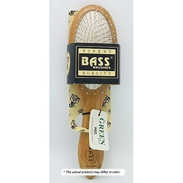 Bass Brushes Medium Oval Cushion Hairbrush Wire Bristle Light Wood Handle 1 Brush
