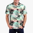 thumbnail image 2 of Balery Tropical Summer Palm Printed Men’s Short Sleeve Polo Shirt, Midweight Men's Shirt,Golf Polo shirts -X-Large, 2 of 8