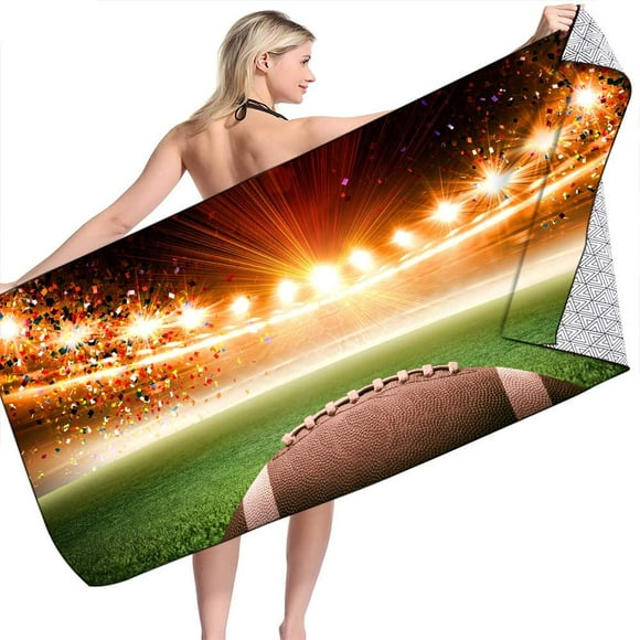 American Football Towel Football Field Microfiber Towels Sports Football Accessories Quick Dry Beach Towel for Bathroom, Hotel, Gym and Spa (American Football 2, 80cm x 160cm（31.5''x 63''）)