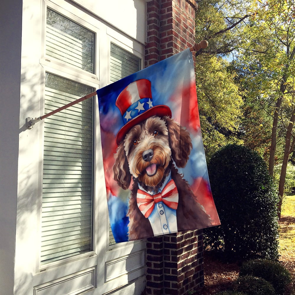 Labradoodle Patriotic American House Flag 28 in x 40 in