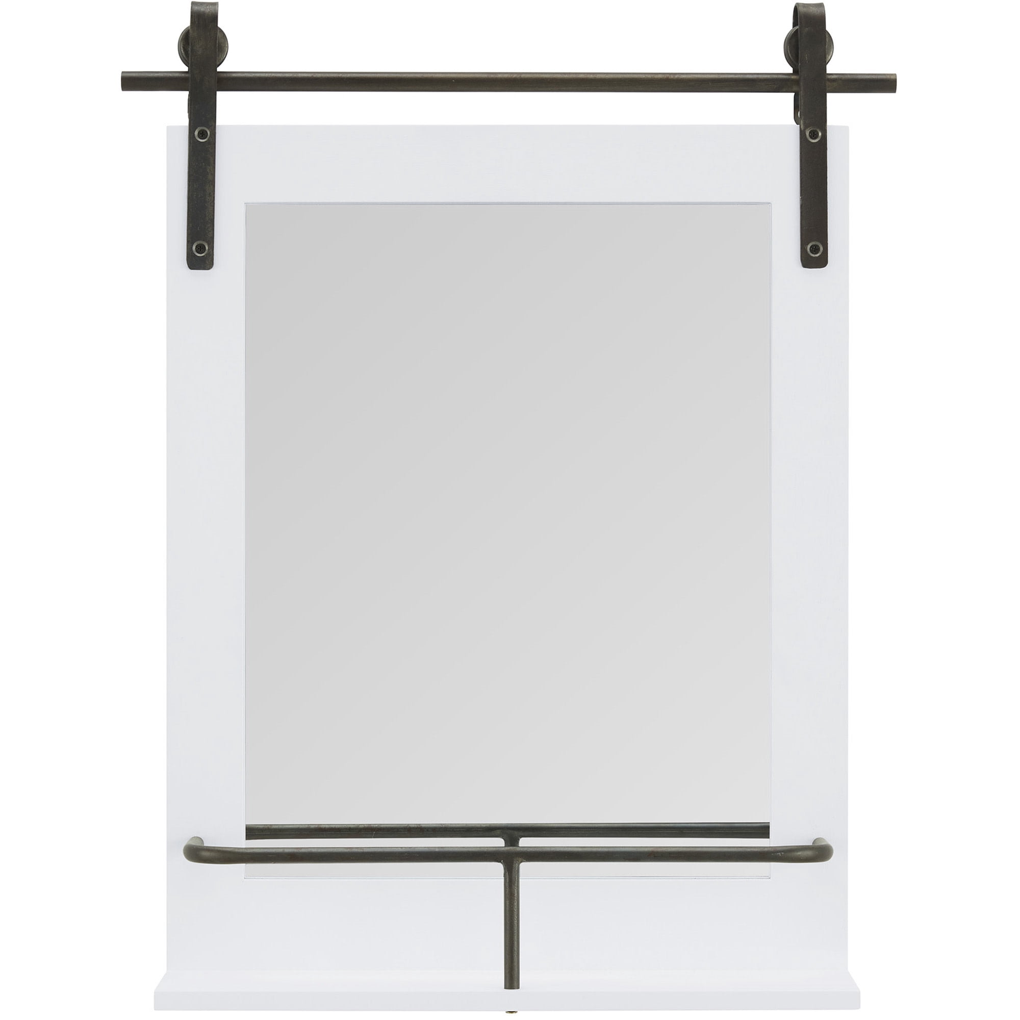 FirsTime & Co. White Ingram Barn Door Wall Mirror With Shelf, Farmhouse, Rectangular, 19.75 x 4.5 x 24.75 in