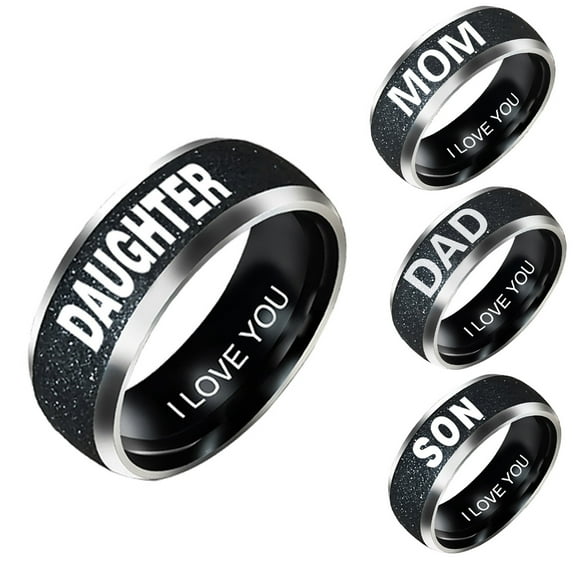 Cheers.US Fashion Mom Dad Daughter Son Letters Ring Custom Engraving Family Member Ring Birthday Jewelry for Mother's Day Gift