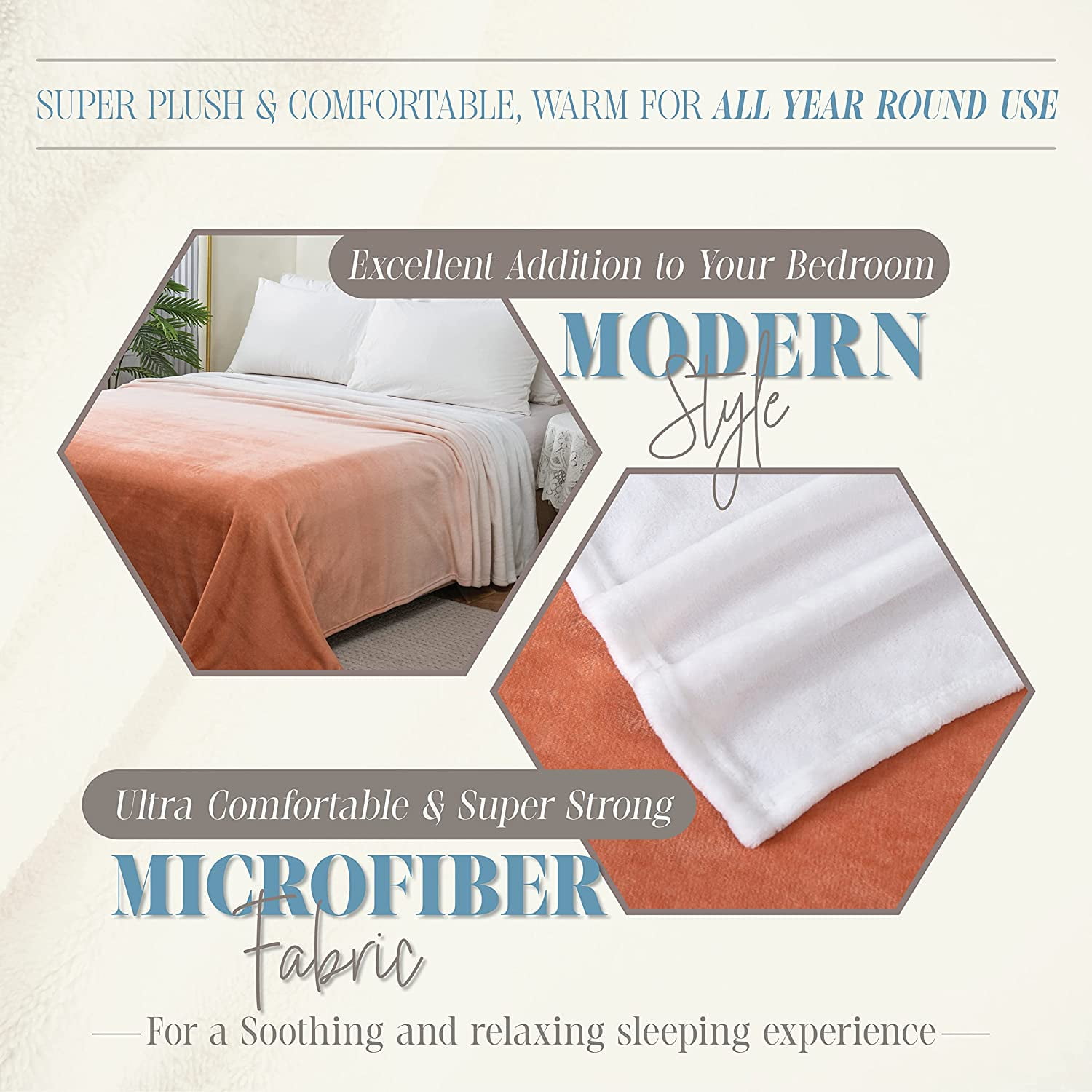 Ombre Print All Season Fleece Blanket - Anti-Static - Plush, Soft and Cozy, Full/Queen, Dusty Rose