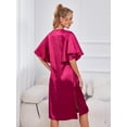 thumbnail image 3 of Women's Nightshirt Short Sleeve Satin Silk Sleepwear V Neck Sleep Dress Loose Nightshirts, 3 of 4