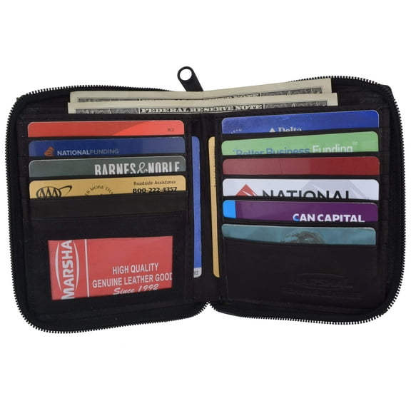Genuine Mens Leather Zippered Card ID Holder Wallet 702 CF