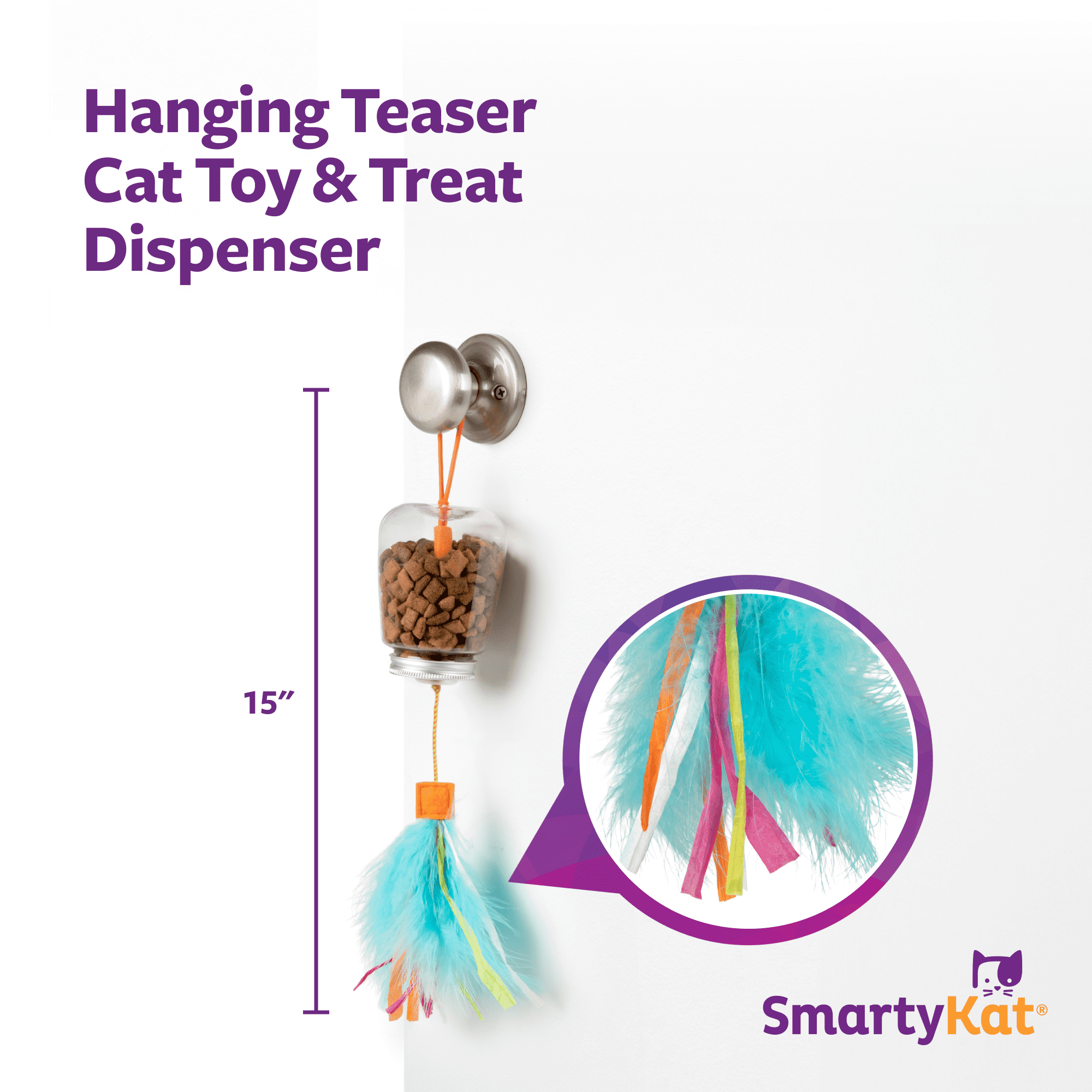 SmartyKat Treat Teaser Interactive Cat Toy for Prey Play & Treat Dispensing, Multi-Color, Medium - product image