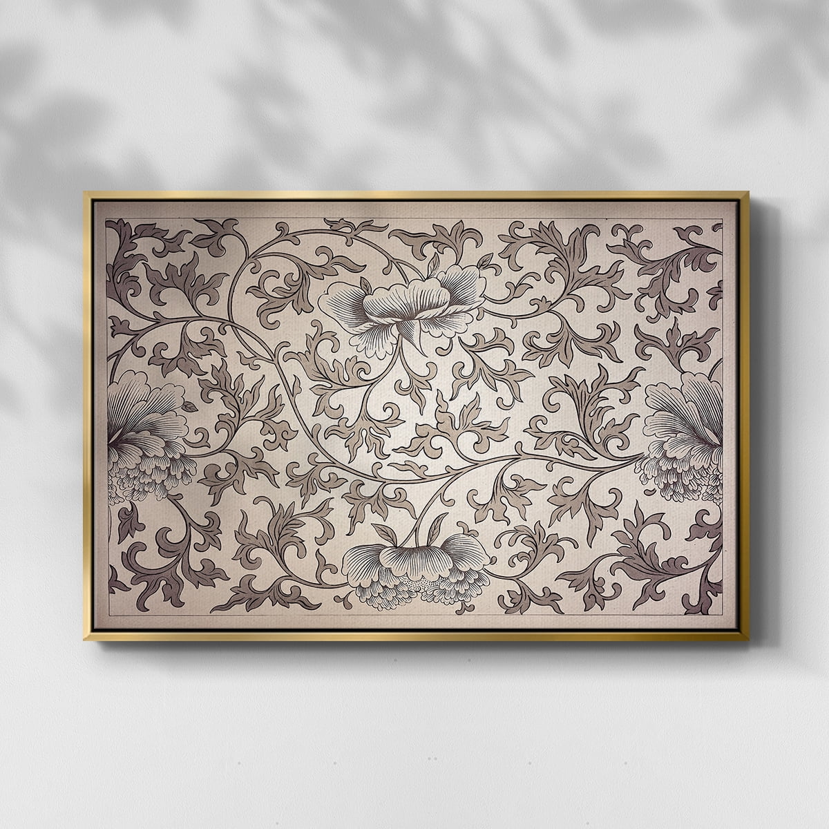 Vintage Abstract Print-XXIV Framed in Gold Wood Gallery Wrapped Canvas 27 in. x 41 in.
