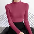 thumbnail image 7 of DYTTDG Women's Mock Neck Ribbed Knit Long Sleeve Top | Solid Slim Basic Pullover Soft Stretch Layering Shirt for Spring Fall Daily Wear, 7 of 7