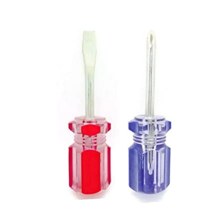 

48 Red and Blue 3 Inch Mini Philips & Flat Slotted Screwdrivers Small Short Handle For Small Spaces Or Storage Wholesale Bulk Lot
