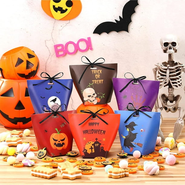  Halloween Candy Bags Treat Bags - 36PCS Halloween Decorations  Halloween Party Supplies for Treat or Trick, Halloween Treat Bags for Kids,  9 Pattern Designs Halloween Party Favors with Ribbons : Home